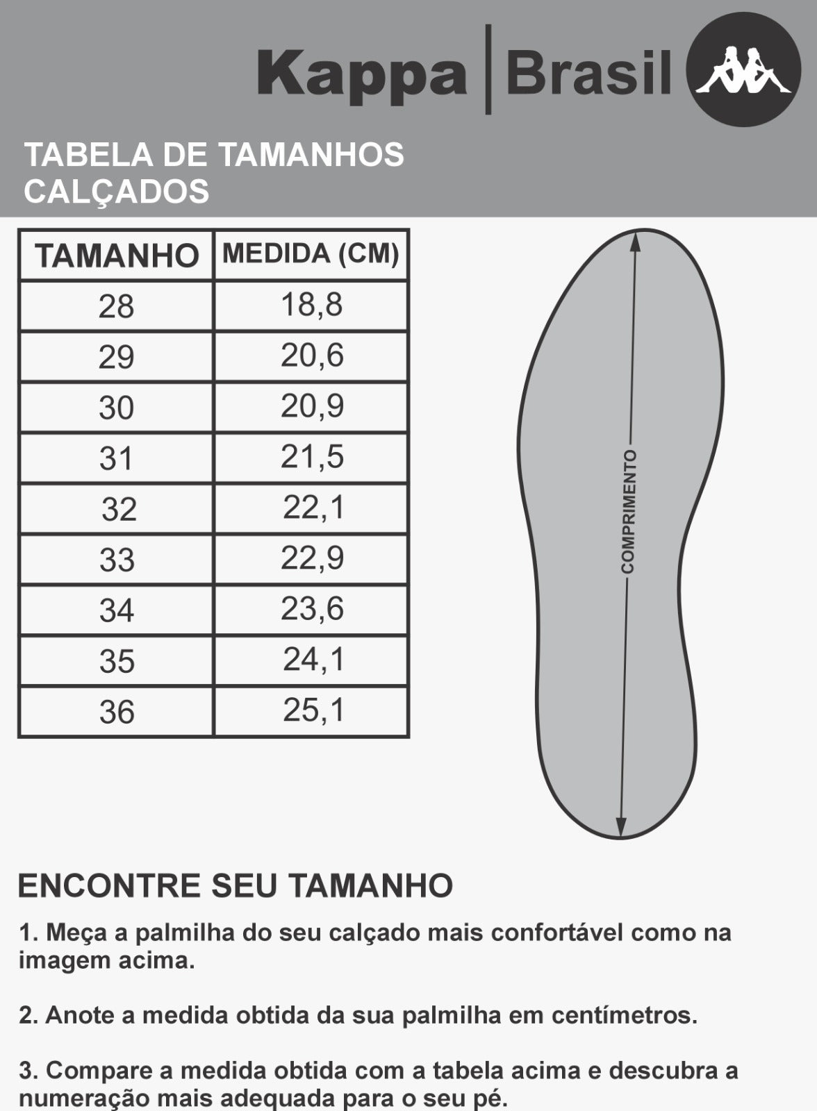 Tabela de Tamanhos