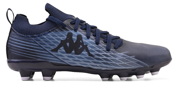 Chuteira esportiva azul com o logo da Kappa ao lado, ideal para futebol de alta performance e treinamento esportivo, com design moderno e confortável.