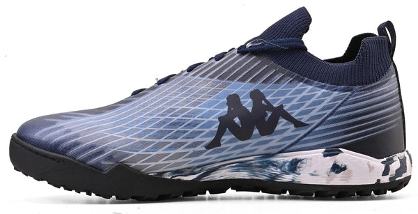 Imagem de chuteira com design moderno, incluindo logo da Kappa e uma plataforma de corrida de alta performance, ideal para atletas e praticantes de atividades físicas.