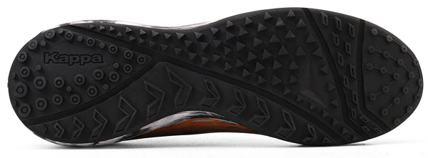 Imagem de sola de chuteira preta Kappa, ideal para corrida e caminhadas, com design antiderrapante e confortável, perfeito para esportes.
