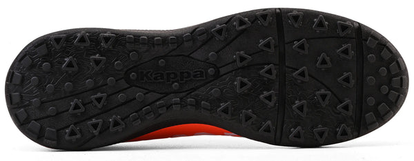 Sola da laranja com design antiderrapante e detalhes em triângulo, ideal para atividades físicas, marca Kappa presente na sola.